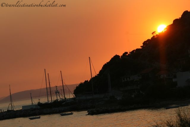 Sunset off the Croatian coast near Split